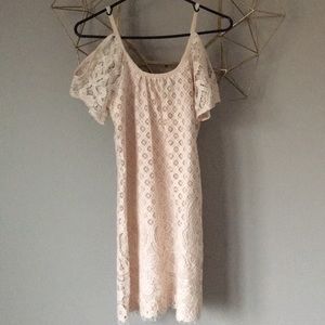 Lace off shoulder strap dress